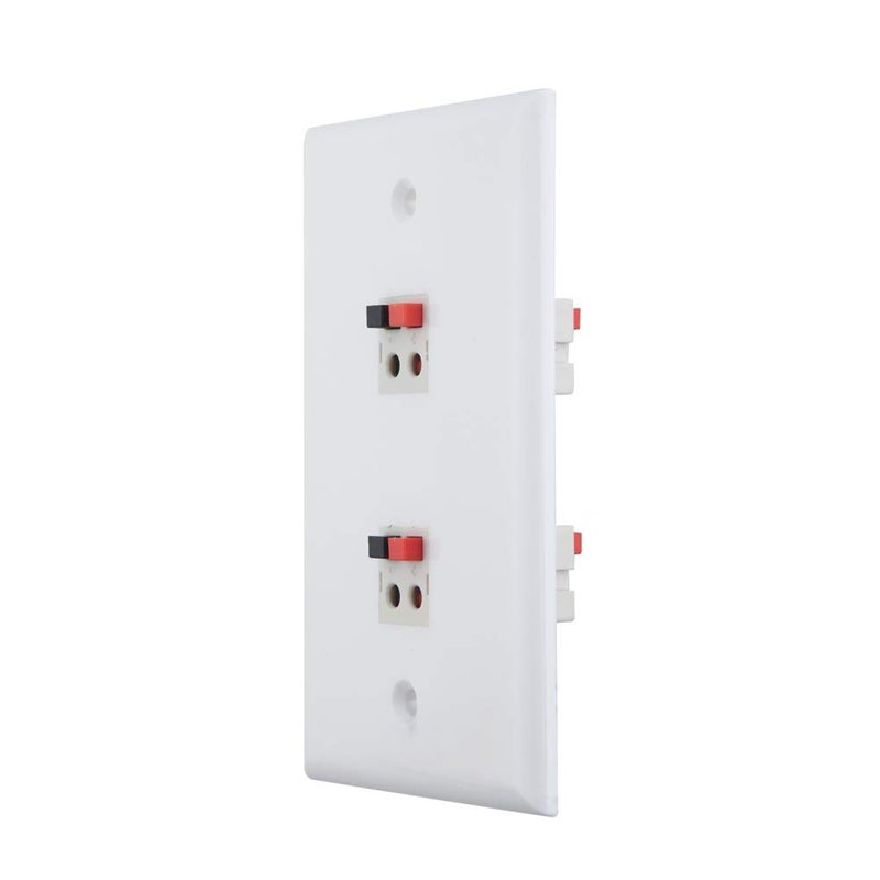 TENINYU 2-Port Speaker Jack Module Keystone Single Gang Wall Plate for Home Theater - White - Image 3